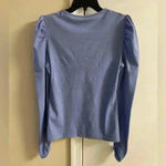 Rebecca Taylor ‎ blouse top blue puff sleeve crewneck lightweight casual Medium Photo 3