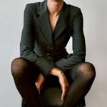 ZARA  NWT dark gray belted v neck collared mini blazer dress Photo 2