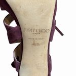 Jimmy Choo  Women's Suede Sandal High Heels Burgandy Size 40.5 Designer Luxury Photo 8