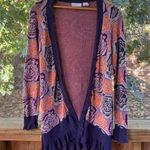 Anthropologie Sleeping On Snow Purple Rose Print Cardigan Size S Photo 0
