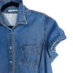 Tommy Hilfiger Vintage  Y2K Denim Mini Dress Pearl Button Front Western Size 14 Photo 4