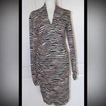 Tommy Bahama Tiger Tide Long Sleeve Dress Mink Chocolate Brown Striped Small Photo 2