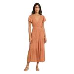 Joie  Tiered Midi Dress w Flutter Sleeves FEMININE ROMANTIC Size XS Waist Tie Photo 8