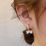 Gold Bow Hoop Earrings Photo 4