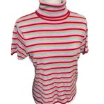 Willi Smith  Silk Turtleneck Sweater Womens Short Sleeve colorful stripes sz L Photo 0