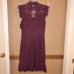 Storia  High‎ Neck Lace Mini Dress burgundy red size small Photo 2