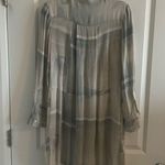 Aritzia Wilfred Gray Beige Silk Bossut Long Sleeve Button Down Mini Dress Photo 4