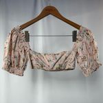 We Wore What Puffy Sleeve Floral Crop Top in Pink Size Extra Small Photo 3