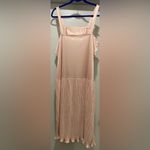 VTG 80s Light Pink Sleeveless Dress With Pleated Ruffle Skirt Size XL Photo 6