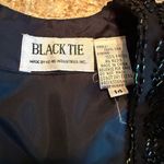 VTG 90s Black Tie Black 100% Silk Sequin Beaded Dress size 14 Shoulder Pad Photo 6