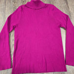 Chico's  Dark Pink Magenta Ribbed Stretch Turtleneck Thin Sweater Size 2 Large Photo 0