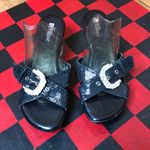 White Mountain  Black Wedge Buckle Sandals Size 9 Photo 3