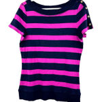 Ralph Lauren Lauren by  Size Large Shirt Black‎ Pink Striped Edgy Punk Emo Photo 0