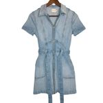 Alice + Olivia Jeans Blue Denim Mini Dress Size 2 Zipper Front Pockets Belted Photo 10