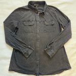 Rock & Republic  Women's Distressed Retro Grunge Rock Button-Up Shirt, Black, L Photo 0