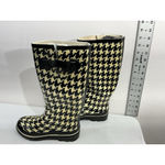 Talbots Womans Rain Boots 6 Black Beige Pull On Knee Length NWOT Photo 3