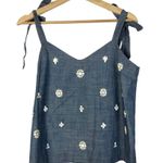 J.Crew  Blue Denim Embellished Tie Shoulder Tank Top 4 Photo 0