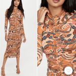 ALC Frank ALC Ansel Midi Bodycon Ruched Dress in Clay Combo Size Medium Photo 2