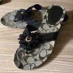 Coach  Brown & Tan Suki Logo Print Jewel Trim Thong Sandal Shoes 8 Photo 1