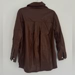 Bershka  Faux Leather Burgundy Shirt Photo 5