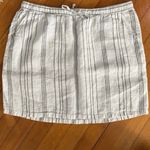 Garnet Hill Size M Essential Linen Pull On Skirt Striped White Grey Pockets Photo 1