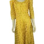 Boutique Beautiful Yellow Crocheted high low cold shoulder key hole dress size large Photo 0
