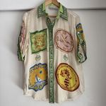 Alemais Porcelain Printed Silk Oversized Shirt AU 6 US 2 Photo 1