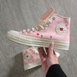 Converse Pink Valentines Day Converses 2024 Rare Unique Sold Out Shoes Sneakers Women 8.5 Photo 0