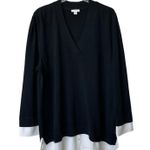 J Jill Mixed 2X Media Layered Sweater Black Cream Photo 0