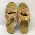 La Plume Italian Leather Pastel Floral Yellow Slip on Sandal Size 40/9 Photo 9