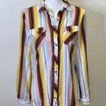 Passports Passport Double Pocket Striped Long Sleeve Button Down Shirt Medium Photo 1