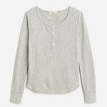 Madewell Heathered Waffle Knit Scoop Neck Henley Tee Long Sleeve Soft Womens XL Photo 0