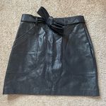 Black leather mini skirt with tie size small Photo 0