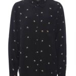Rails Kate Silk Animal Stars Print Shirt (Sz Small) Black & Gold 100% Silk Photo 6