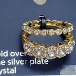 Belk NWT Gold Over Fine Silver Plated Crystal Halo and Band 2 Piece Ring Set Photo 6