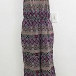 DIZZIER Aztec Print Jumpsuit LARGE Multicolor Pockets Elastic Waist Womens Pink Photo 0