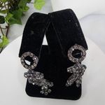 Silver Gunmetal Smokey Grey Crystal Drop Earrings Photo 5