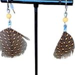 Claire's Feather Dangle Earrings Orange Black Photo 0