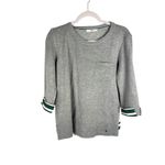 Brax Striped Grey Green Blue Ruffle Cuffed Crew Top 36 Cotton‎ Gray Size undefined Photo 5