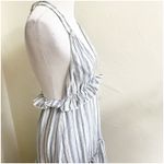 Lulus Vacay Babe Grey White Striped Halter Ruffle Maxi Dress S Bohemian Beach Photo 5
