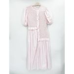 Cecilie Bahnsen Camden Light Pink Ruffle Smocked Poplin Midi Dress Size 8 NWT Photo 1