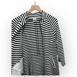 CAbi  Black White Stripe Long Sleeve Front Pockets Open Front Cardigan Medium Photo 2