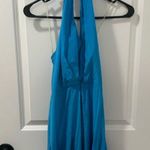 Amanda Uprichard  blue 100% silk halter minidress size small Photo 5