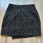 Black Tweed Faux Wrap Button Up Skirt Size S Photo 3