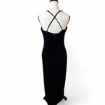 y2k vintage Navy Blue Velvet Rhinestone Bow Formal Prom Maxi Dress‎ M/L Size L Photo 6