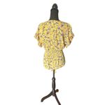 Max Studio  Yellow Floral Blouse - Tie Waist - Bright Summer Print Photo 4