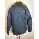 BDG Urban Outfitters  Denim Jacket Green Faux Fur Trim Size M/L NWT Photo 2