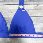 Skye Swimwear Skye Cobalt Blue Velveteen Polka Dot Halter Wireless Rings Bikini Top NWT Small Photo 8