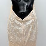 Lovers + Friends Lovers and‎ Friends Rachel Lilium Sequin Gown Size Large Beige Halter Neck Photo 8