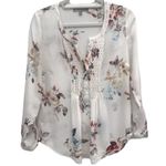 Daniel Rainn PINTUCK FLORAL WHITE TUNIC TOP PS Photo 1
